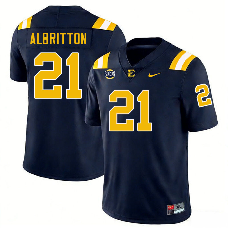 East Tennessee State Buccaneers #21 Jason Albritton College Football Jerseys,Uniforms-Navy